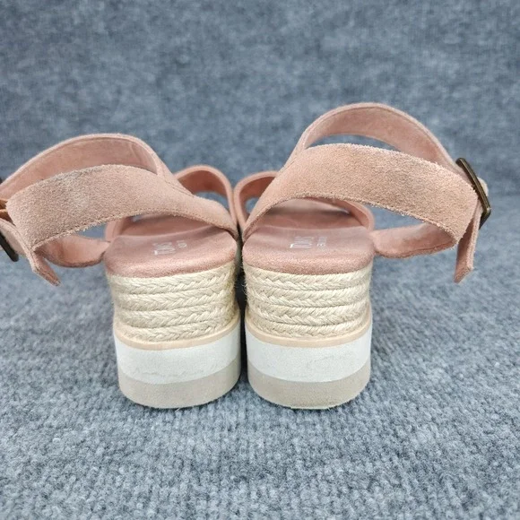 TOMS Sandals Womens Size 8 Pink Platform Espadrille Wedge Buckle Ankle Strap - Picture 4 of 14